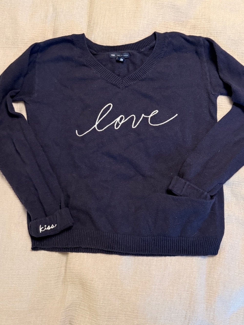 GAP Navy V-Neck Cashmere Blend Sweater